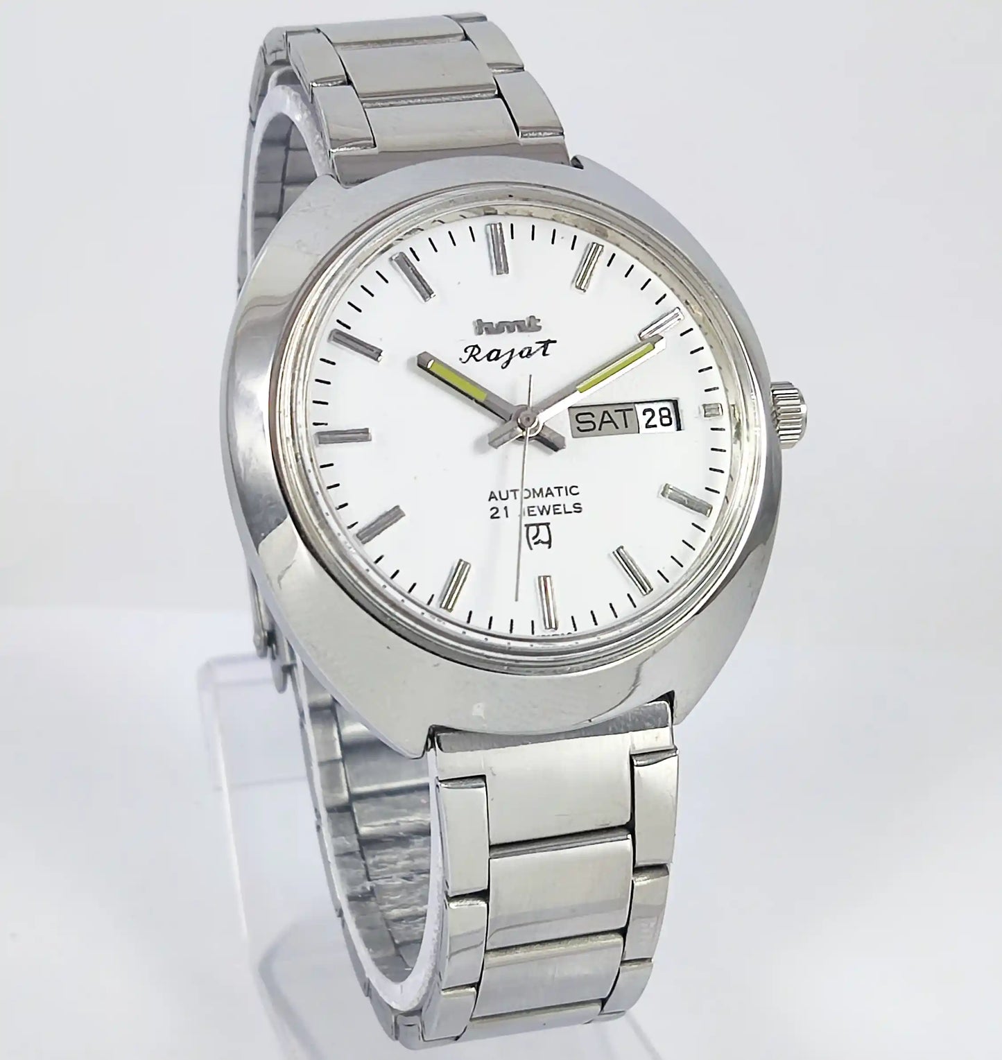 HMT Rajat Automatic 21 Jewels White Dial Day Date Watch