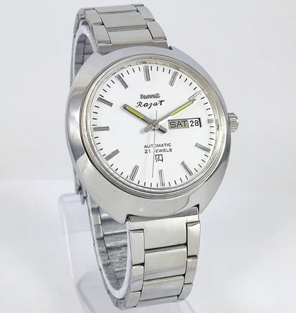 HMT Rajat Automatic 21 Jewels White Dial Day Date Watch