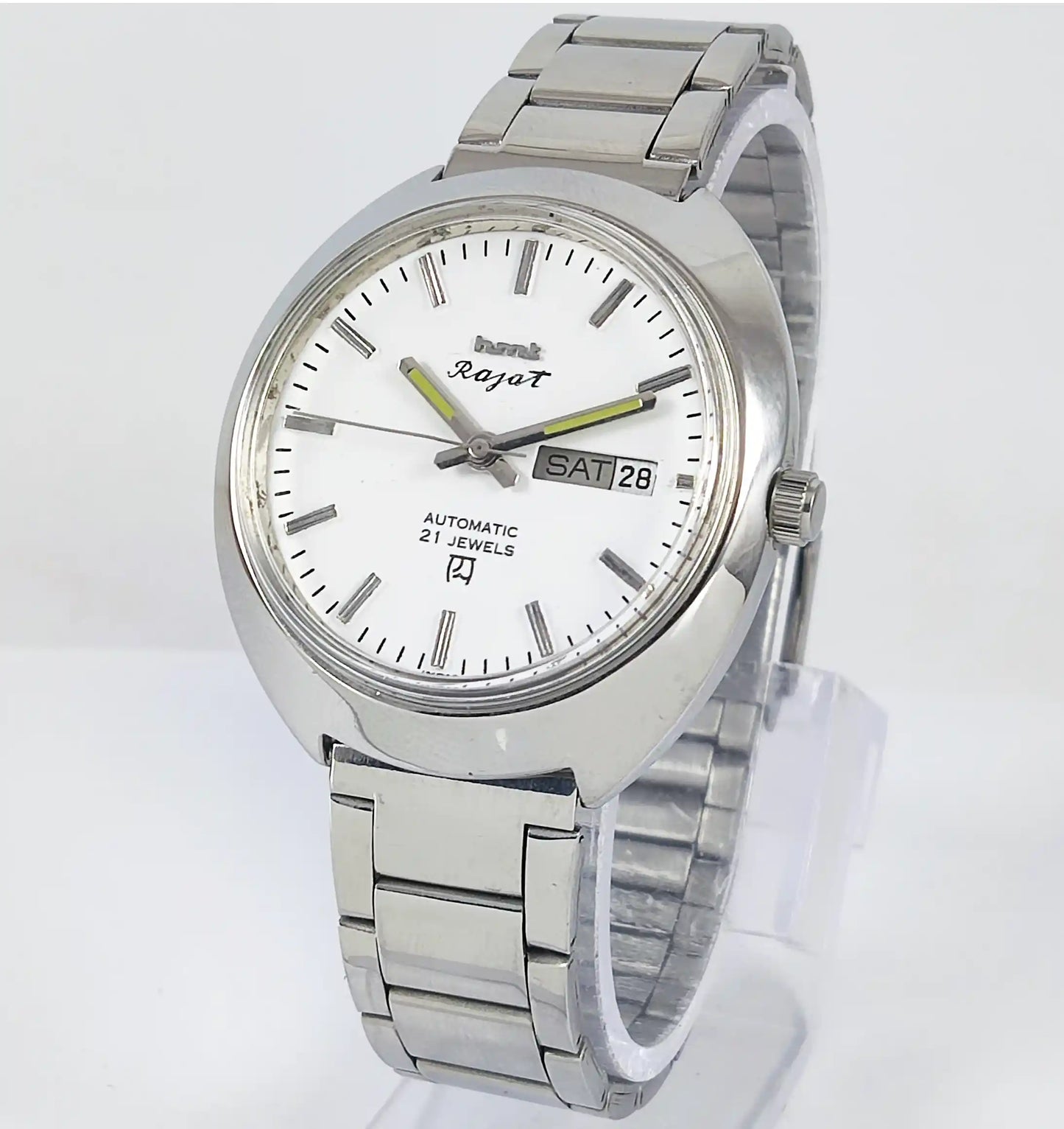 HMT Rajat Automatic 21 Jewels White Dial Day Date Watch