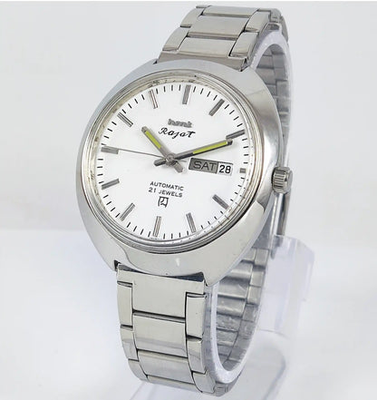 HMT Rajat Automatic 21 Jewels White Dial Day Date Watch