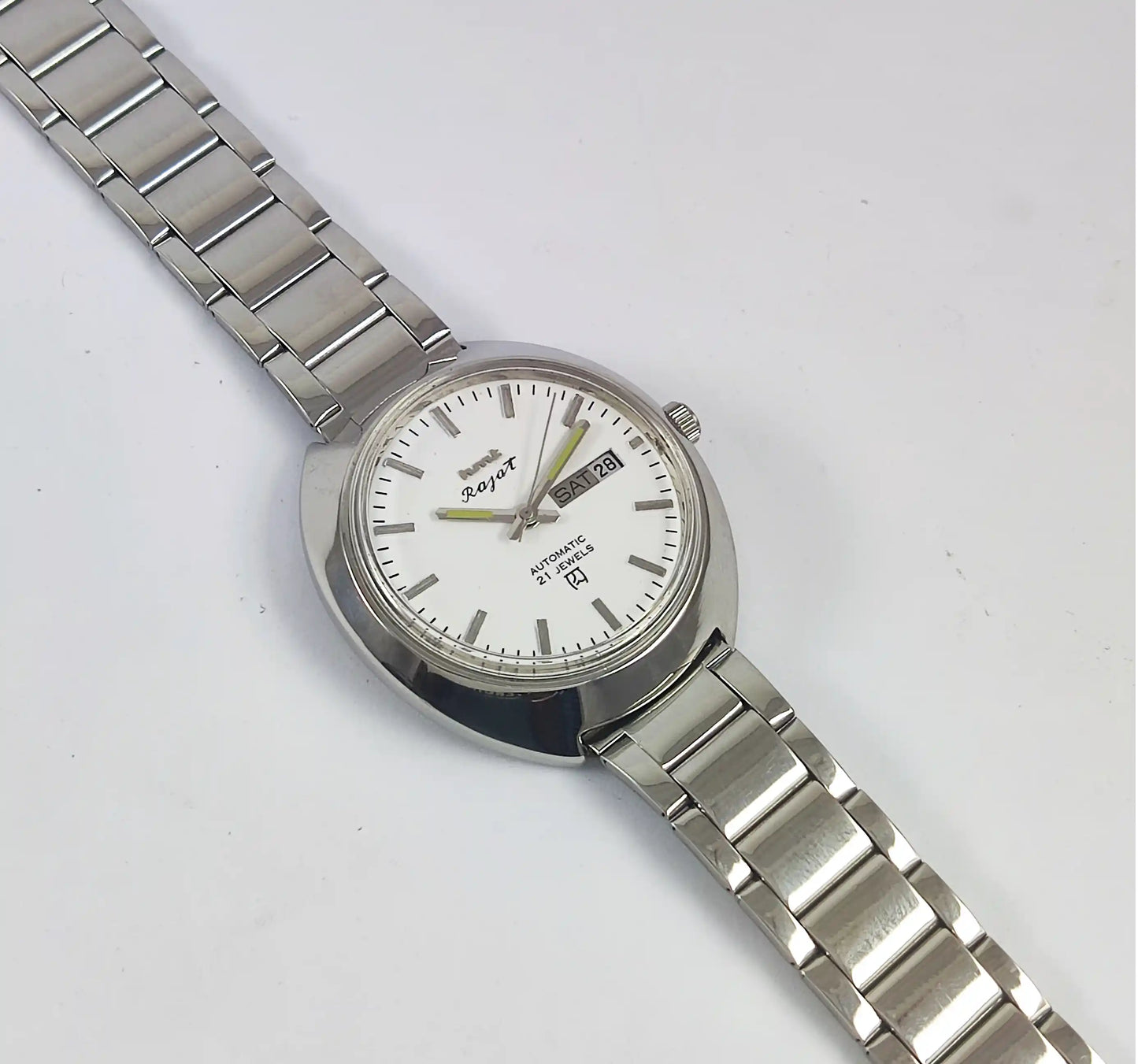 HMT Rajat Automatic 21 Jewels White Dial Day Date Watch