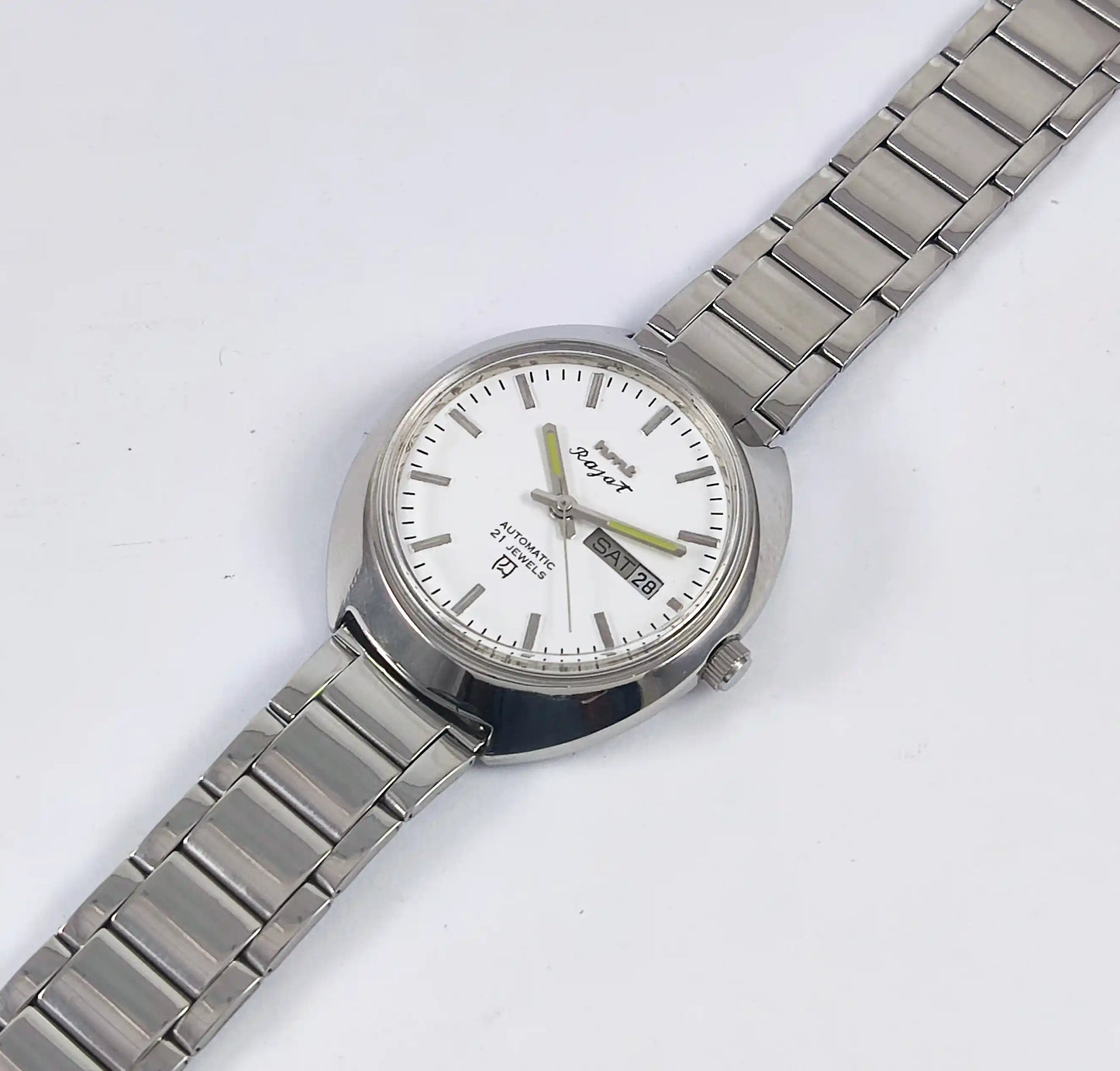 HMT Rajat Automatic 21 Jewels White Dial Day Date Watch