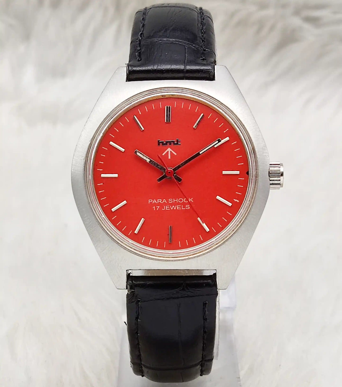 HMT Red Dial 17 Jewels Para Shock Handwinding Watch