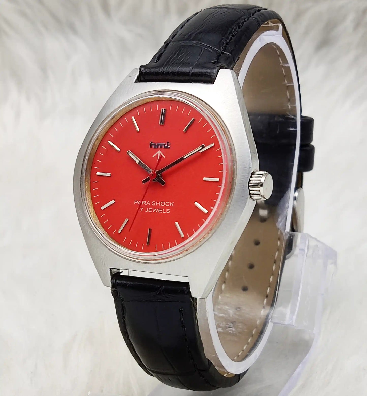 HMT Red Dial 17 Jewels Para Shock Handwinding Watch