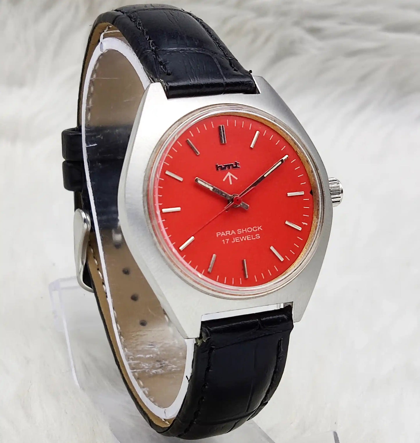 HMT Red Dial 17 Jewels Para Shock Handwinding Watch