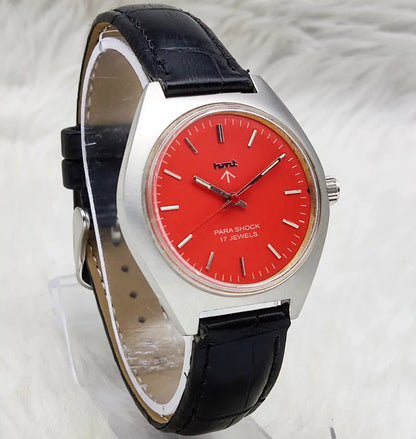HMT Red Dial 17 Jewels Para Shock Handwinding Watch