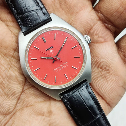 HMT Red Dial 17 Jewels Para Shock Handwinding Watch
