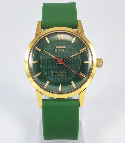 HMT Sona 17 Jewels Green Dial Handwinding Watch 0231 Discover-Diamonds