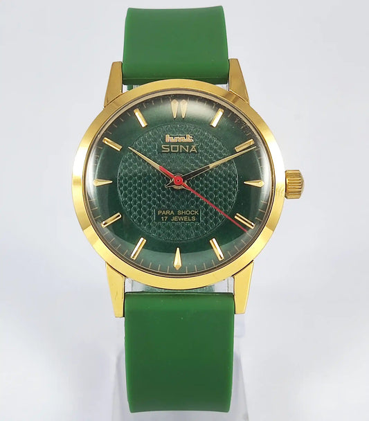 HMT Sona 17 Jewels Green Dial Handwinding Watch 0231 Discover-Diamonds