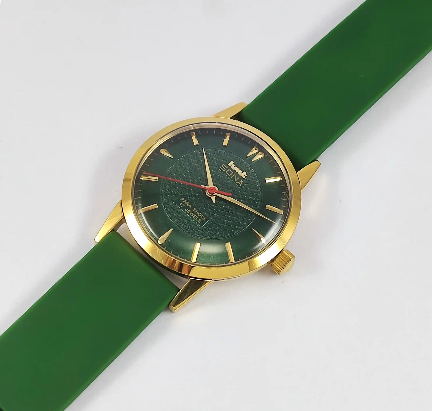 HMT Sona 17 Jewels Green Dial Handwinding Watch 0231 Discover-Diamonds