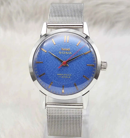 HMT Sona Blue Dial Handwinding 17 Jewels Watch