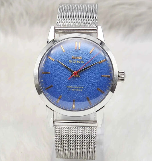 HMT Sona Blue Dial Handwinding 17 Jewels Watch