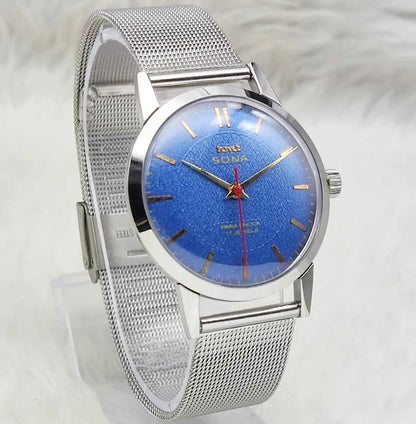 HMT Sona Blue Dial Handwinding 17 Jewels Watch