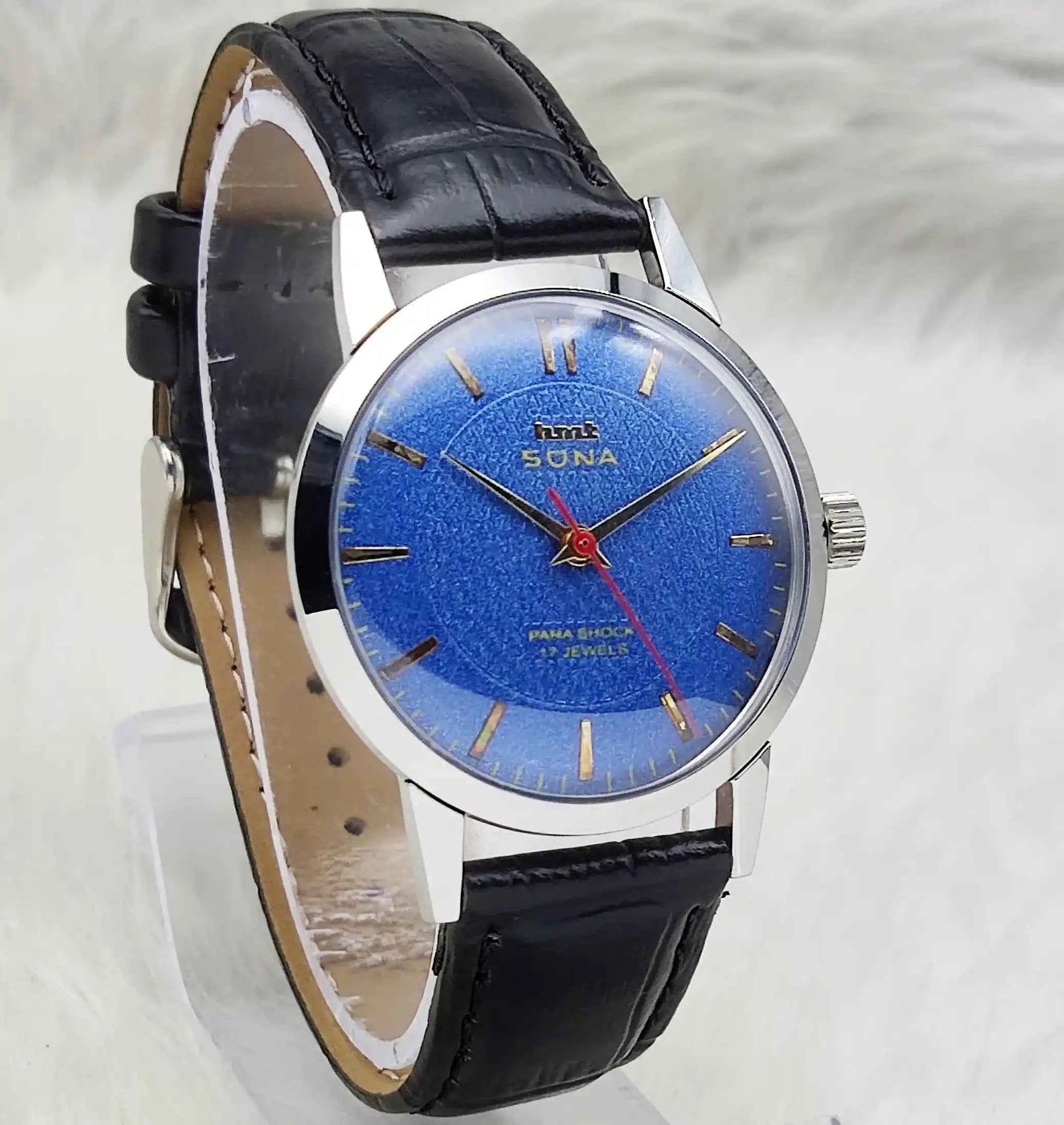HMT Sona Blue Dial Handwinding 17 Jewels Watch With Stick Indices