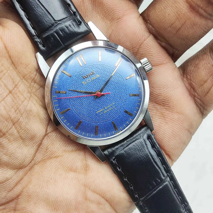 HMT Sona Blue Dial Handwinding 17 Jewels Watch With Stick Indices