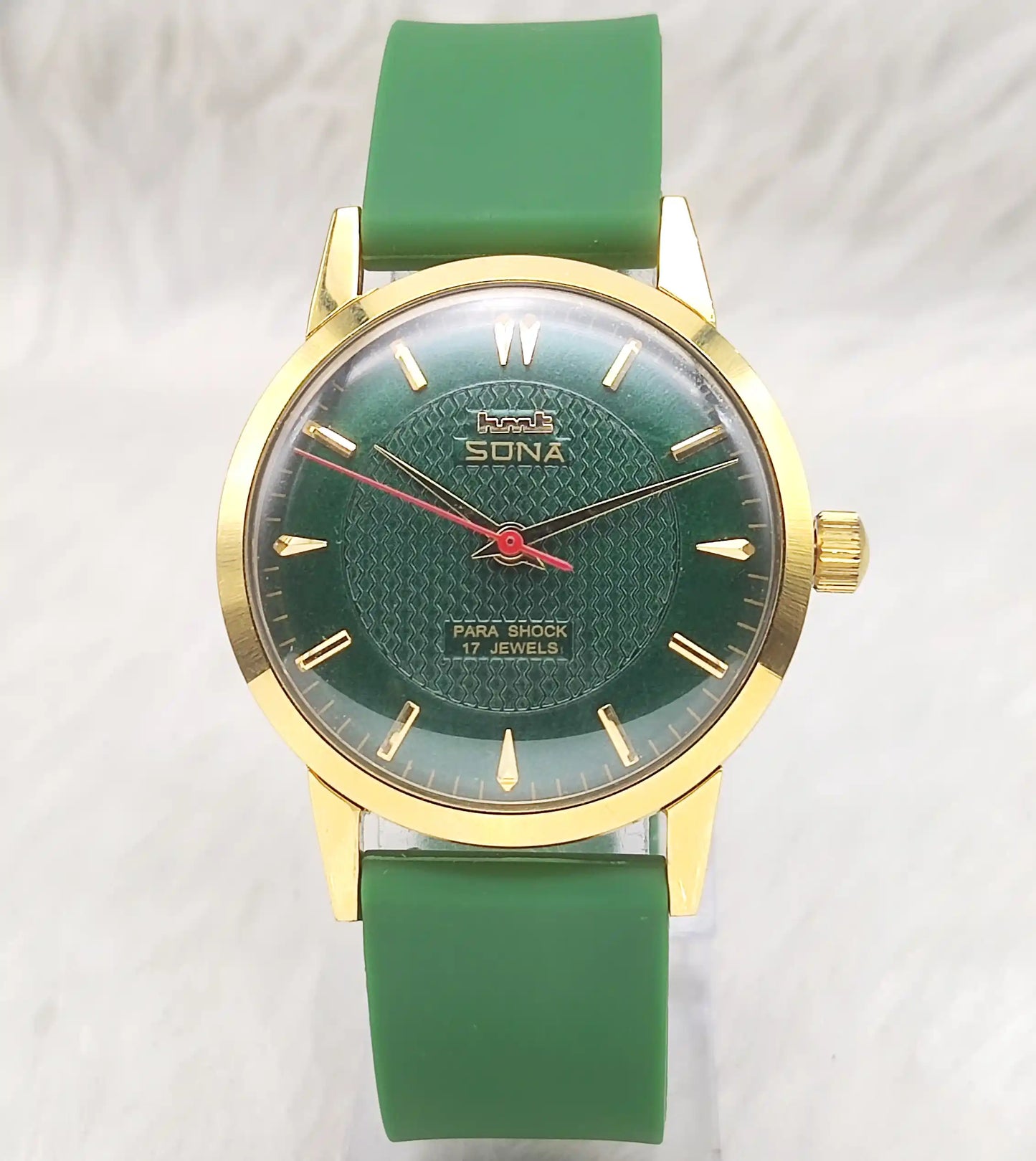 HMT Sona Green Stick Dial Watch with 17 Jewels Handwinding for Men