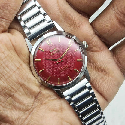HMT Sona Handwinding 17 Jewels Maroon Dial Watch
