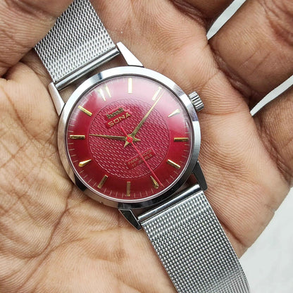 HMT Sona Handwinding 17 Jewels Maroon Dial Watch