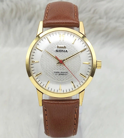 HMT Sona Handwinding Watch - 17 Jewels Silver Dial