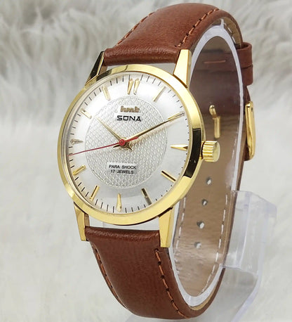 HMT Sona Handwinding Watch - 17 Jewels Silver Dial