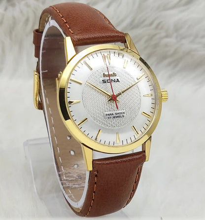 HMT Sona Handwinding Watch - 17 Jewels Silver Dial