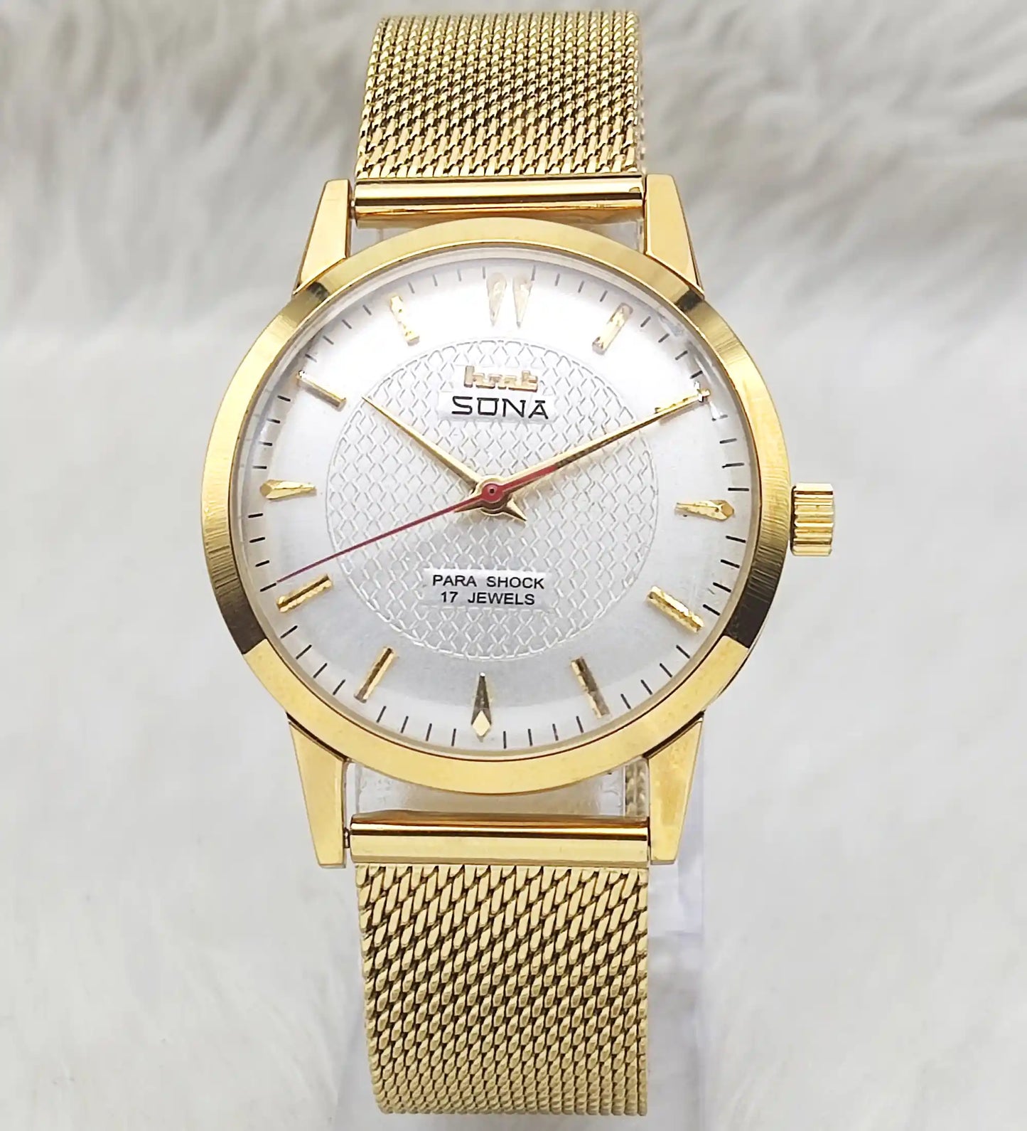 HMT Sona Handwinding Watch - Para Shock 17 Jewels Silver Dial