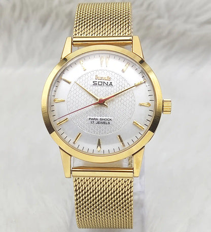 HMT Sona Handwinding Watch - Para Shock 17 Jewels Silver Dial