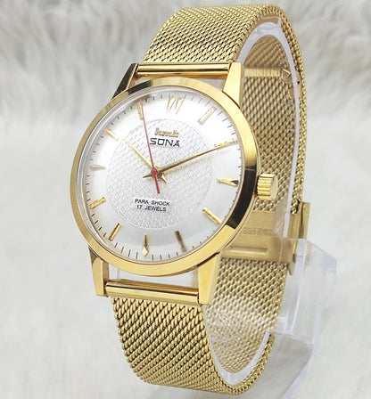 HMT Sona Handwinding Watch - Para Shock 17 Jewels Silver Dial