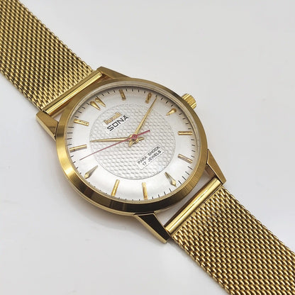 HMT Sona Handwinding Watch - Para Shock 17 Jewels Silver Dial