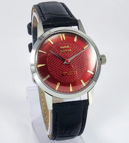 HMT Sona Maroon Dial 17 Jewels Handwinding Watch 0231 Discover-Diamonds