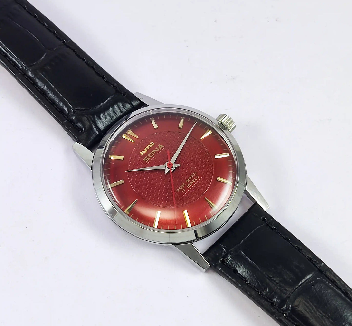 HMT Sona Maroon Dial 17 Jewels Handwinding Watch 0231 Discover-Diamonds