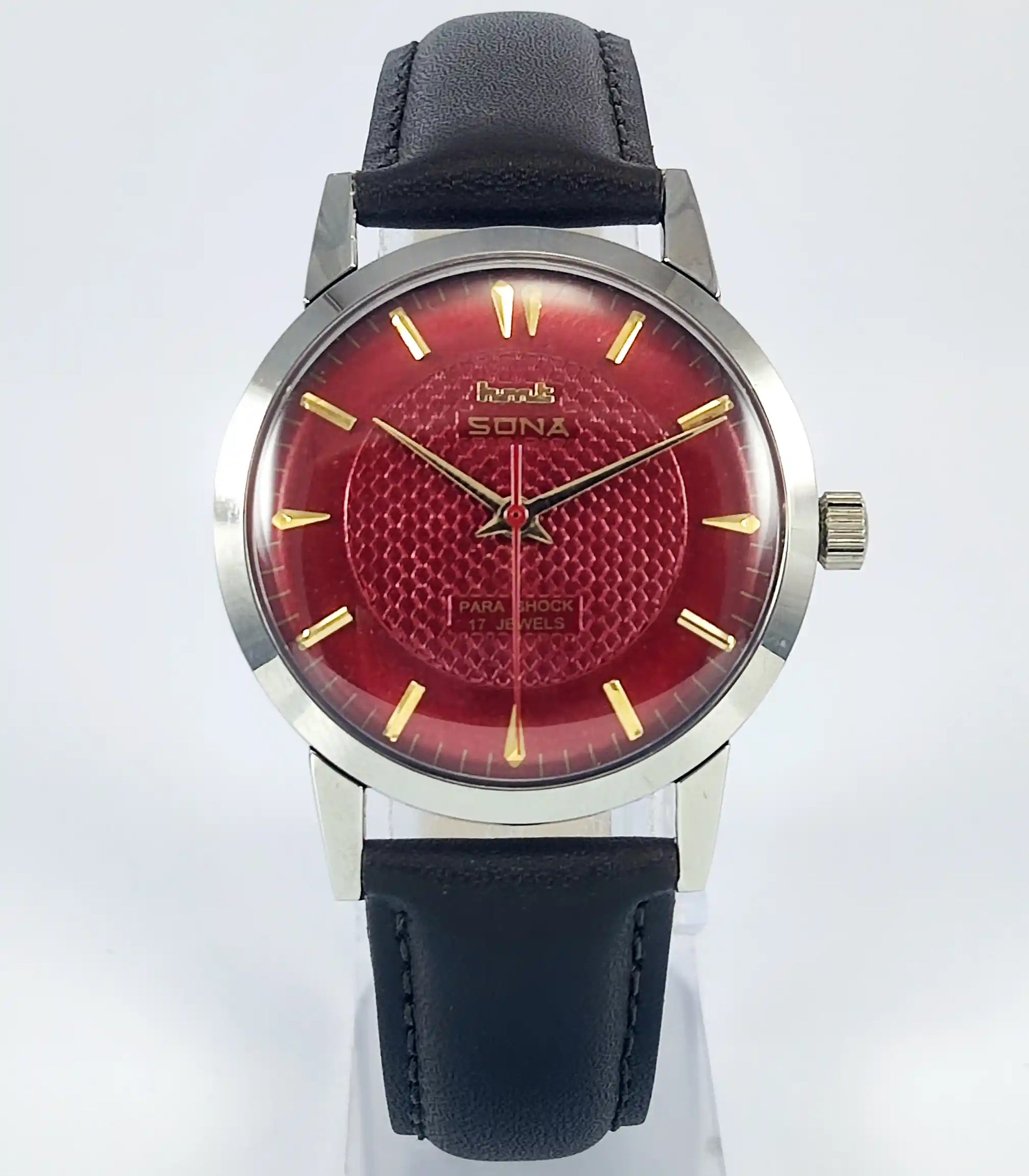 HMT Sona Para Shock 17 Jewels Maroon Dial Handwinding 0231 - Discover-Diamonds