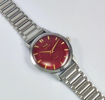 HMT Sona Para Shock 17 Jewels Maroon Dial Handwinding 0231 - Discover-Diamonds