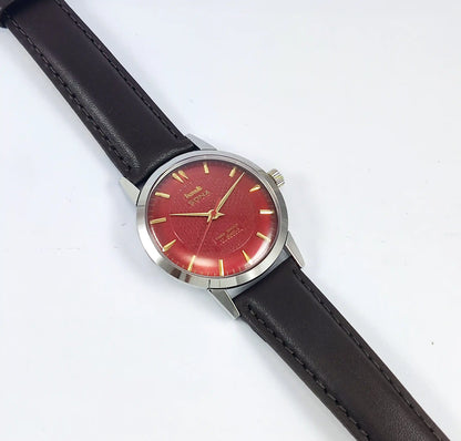 HMT Sona Para Shock 17 Jewels Maroon Dial Handwinding 0231 - Discover-Diamonds