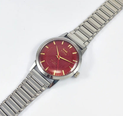 HMT Sona Para Shock 17 Jewels Maroon Dial Handwinding 0231 - Discover-Diamonds