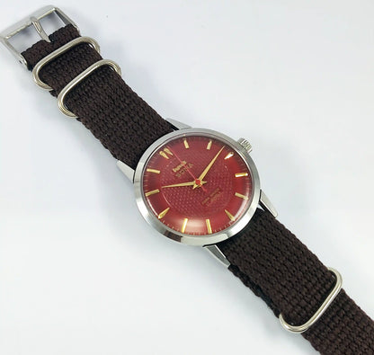 HMT Sona Para Shock  17 Jewels Maroon Dial Handwinding - Discover-Diamonds