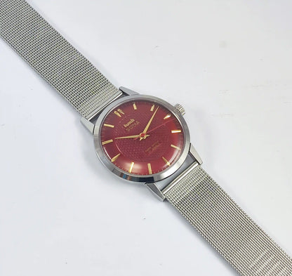 HMT Sona Para Shock 17 Jewels Maroon Dial Handwinding - Discover-Diamonds