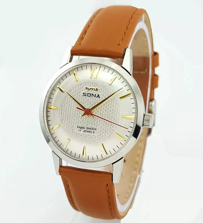 HMT Sona Silver Dial 17 Jewels Mechanical Handwinding Men's Wrist Watch 0231 Discover-Diamonds