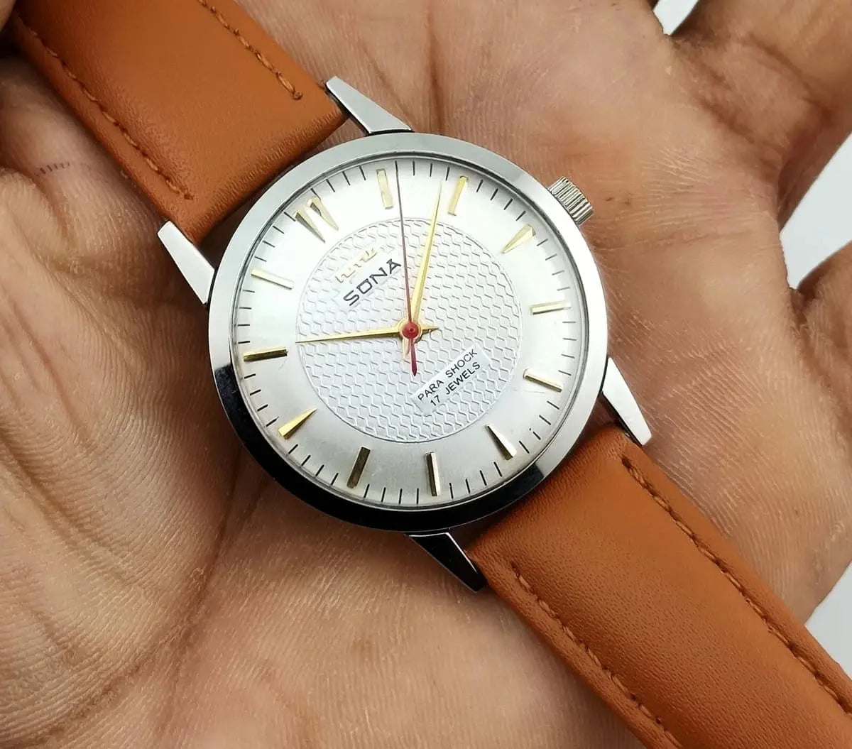 HMT Sona Silver Dial 17 Jewels Mechanical Handwinding Men's Wrist Watch 0231 Discover-Diamonds