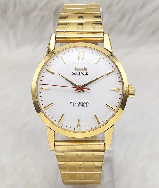 HMT Sona White Watch - Handwinding Men's Timepiece with 17 Jewels
