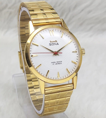 HMT Sona White Watch - Handwinding Men's Timepiece with 17 Jewels