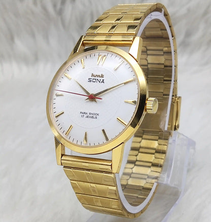 HMT Sona White Watch - Handwinding Men's Timepiece with 17 Jewels