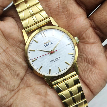 HMT Sona White Watch - Handwinding Men's Timepiece with 17 Jewels