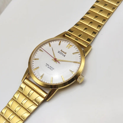 HMT Sona White Watch - Handwinding Men's Timepiece with 17 Jewels