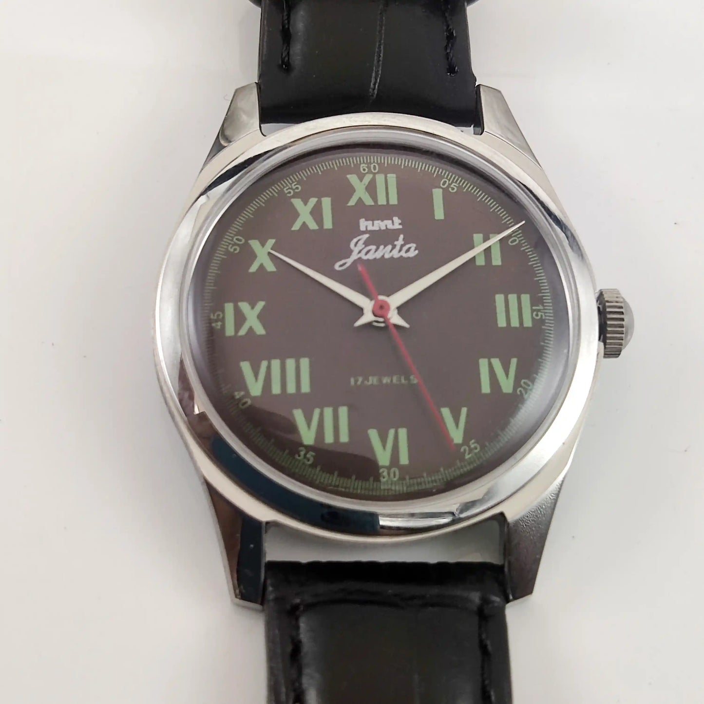 HMT Janata Roman Numerals Brown Dial Handwinding Watch with Transparent Back