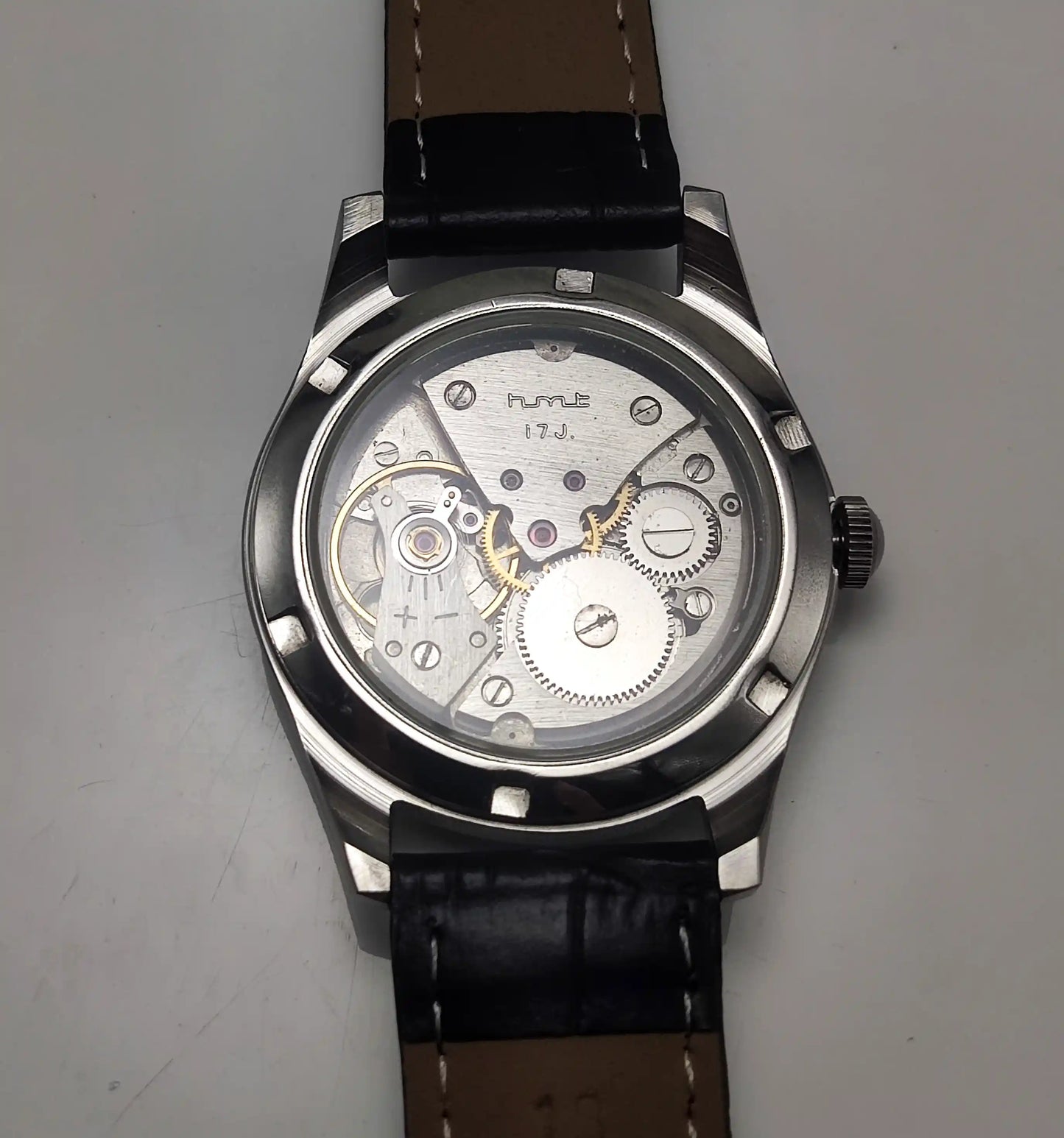 HMT Janata Roman Numerals Brown Dial Handwinding Watch with Transparent Back