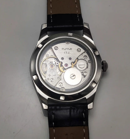 HMT Janata Roman Numerals Brown Dial Handwinding Watch with Transparent Back