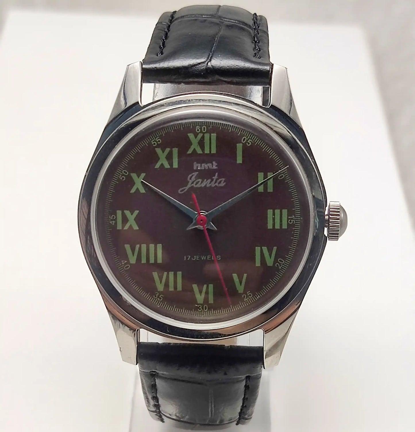 HMT Janata Roman Numerals Brown Dial Handwinding Watch with Transparent Back