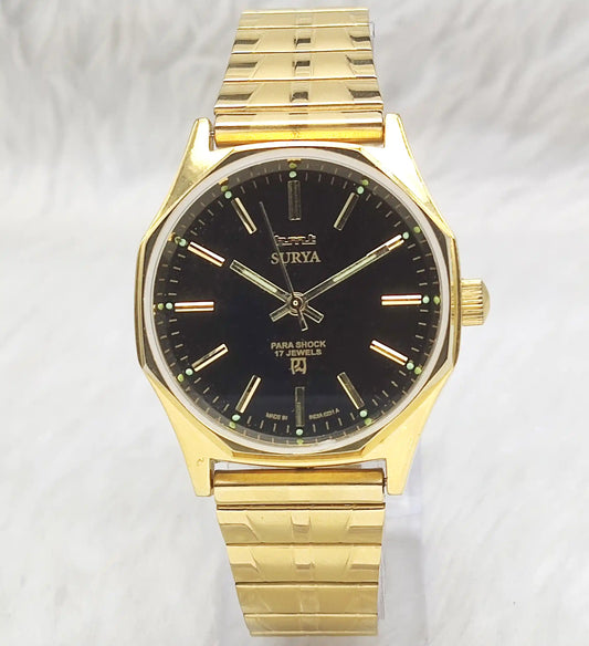 HMT Surya 17 Jewels Handwinding Men's Watch with Black Dial