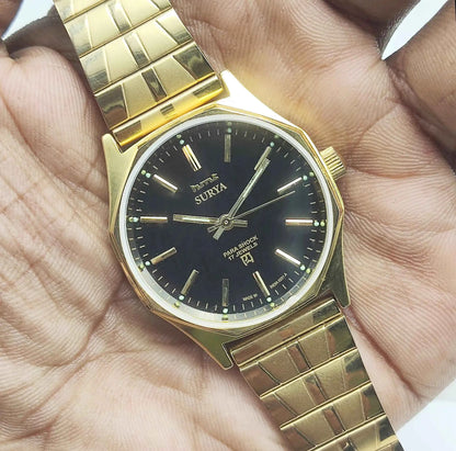 HMT Surya 17 Jewels Handwinding Men's Watch with Black Dial